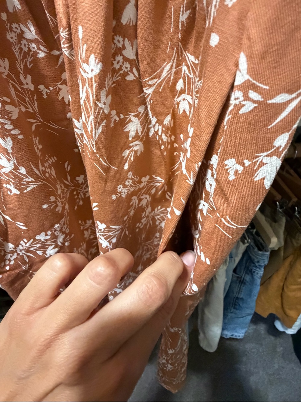 Pact Fit & Flare Ochre Peach Tan Crossover Midi Dress XS - Picture 5 of 6